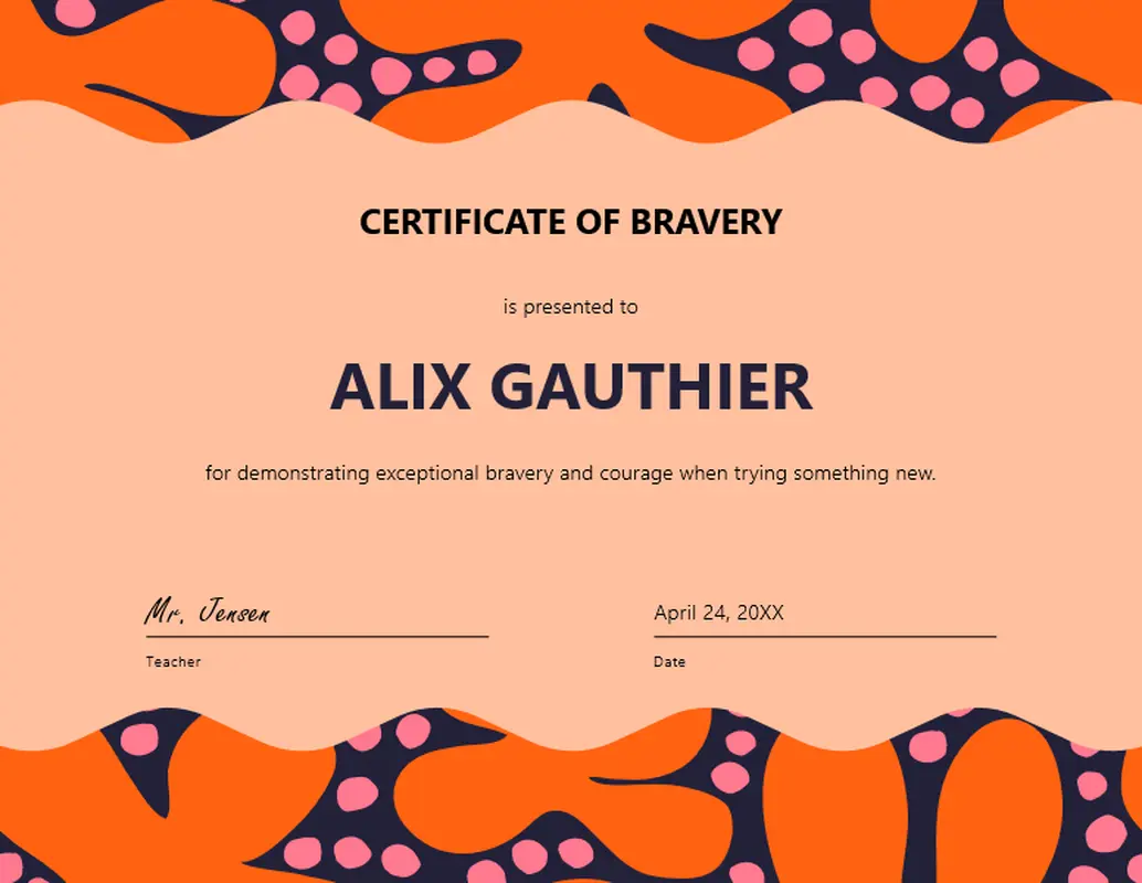 Certificate of bravery